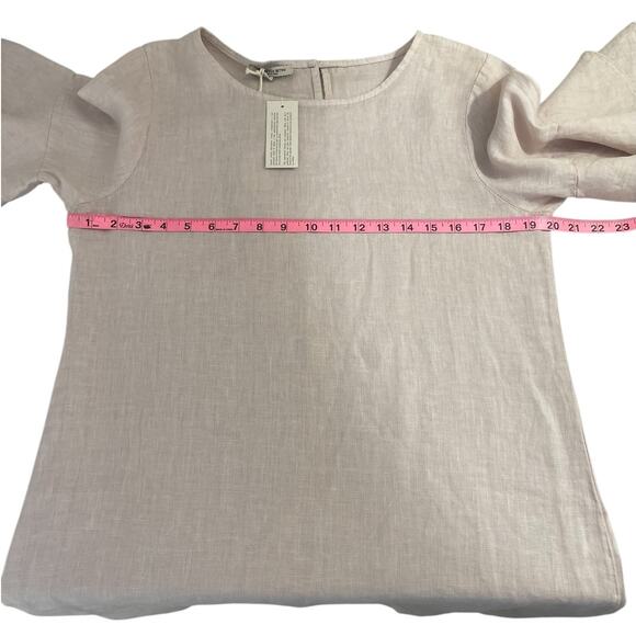 Francesca Bettini 100% Italian Linen Double Layer Bell sleeve Dress Medium NWT - Picture 10 of 12